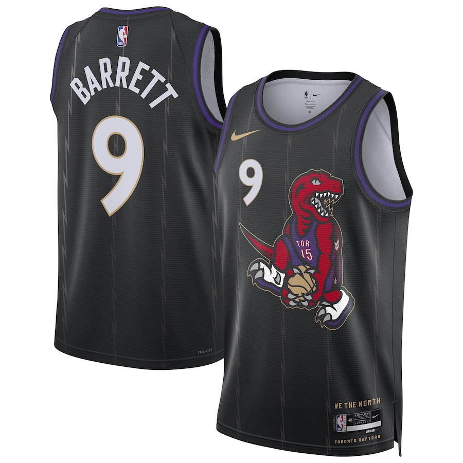 Men Toronto Raptors #9 RJ Barrett Nike Black City Edition 2024-25 Swingman Player NBA Jersey->toronto raptors->NBA Jersey